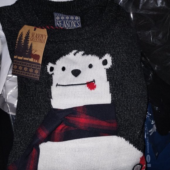 Seasons Greetings Polar Bear/Beer Sweater - Picture 2 of 4